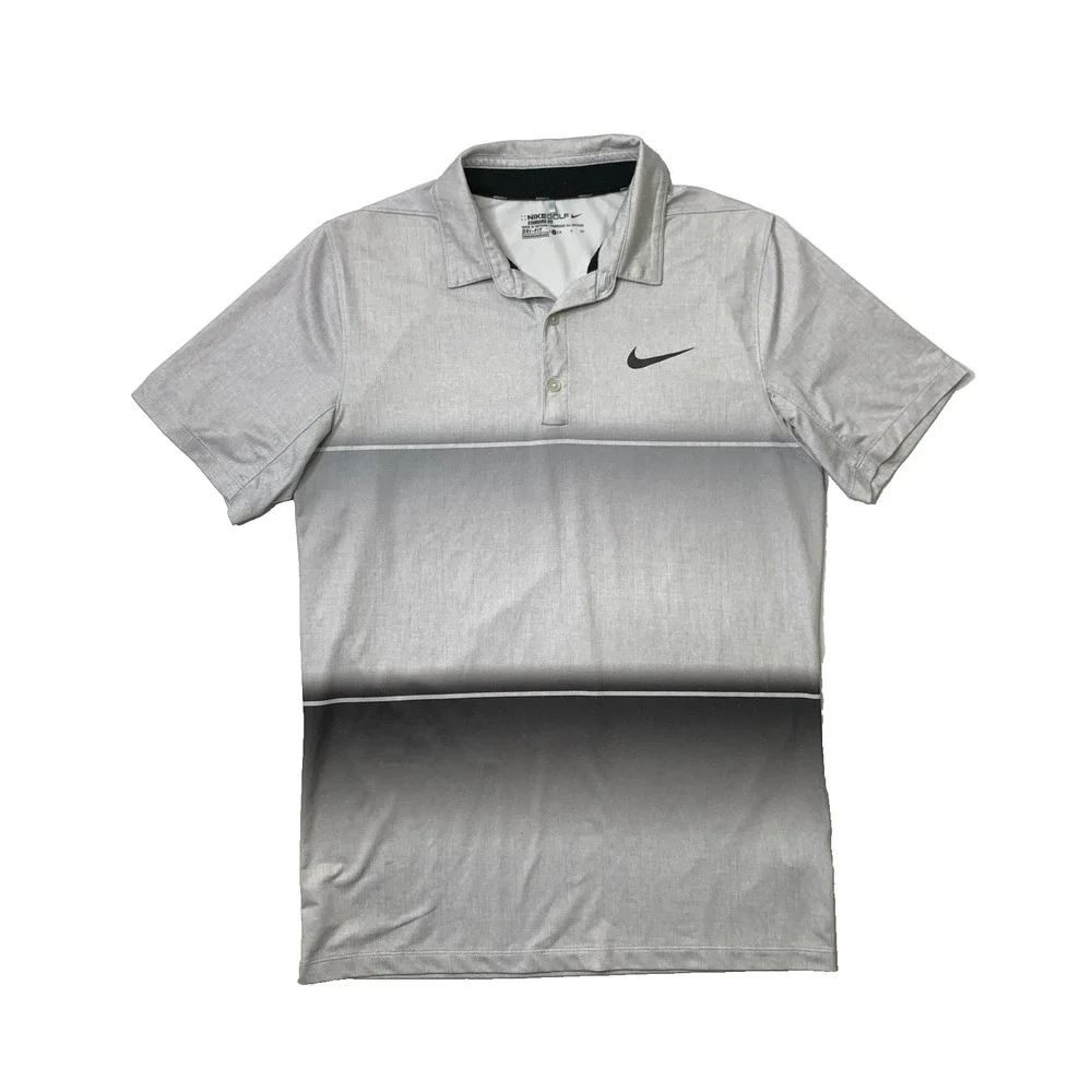 Nike Golf Shirt Mens S Small Standard Dri Fit Mobility Striped Performance Polo